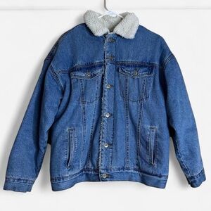 Forever 21 Sherpa denim blue jacket size  large